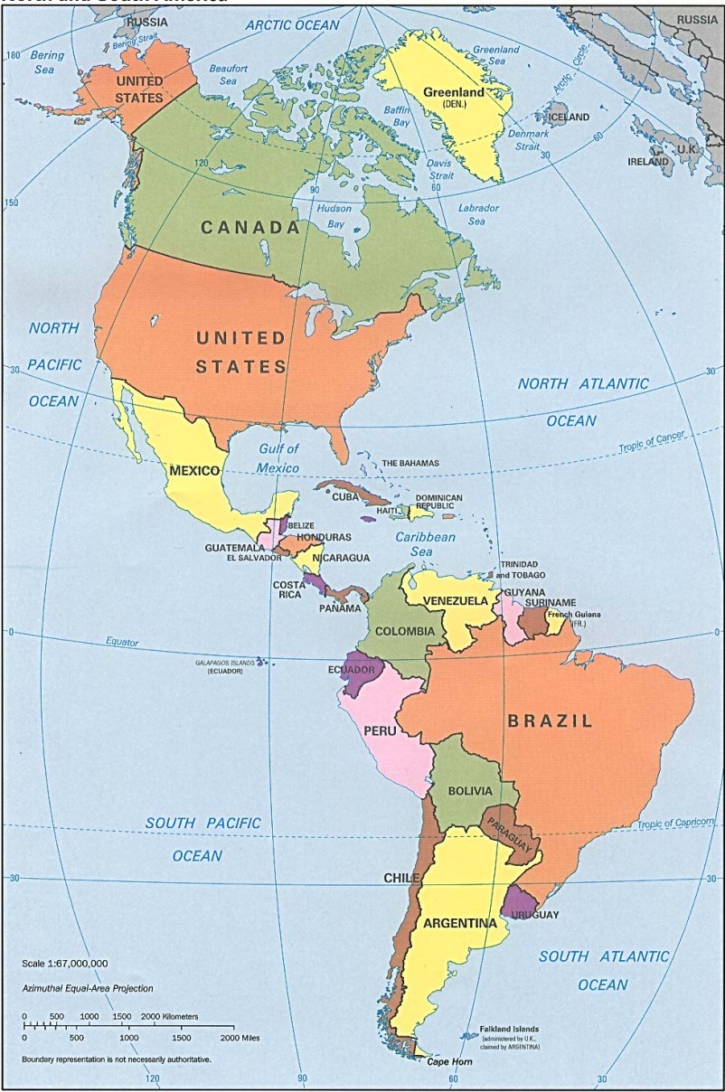 Mapa del continente americano con nombres y capitales - Imagui